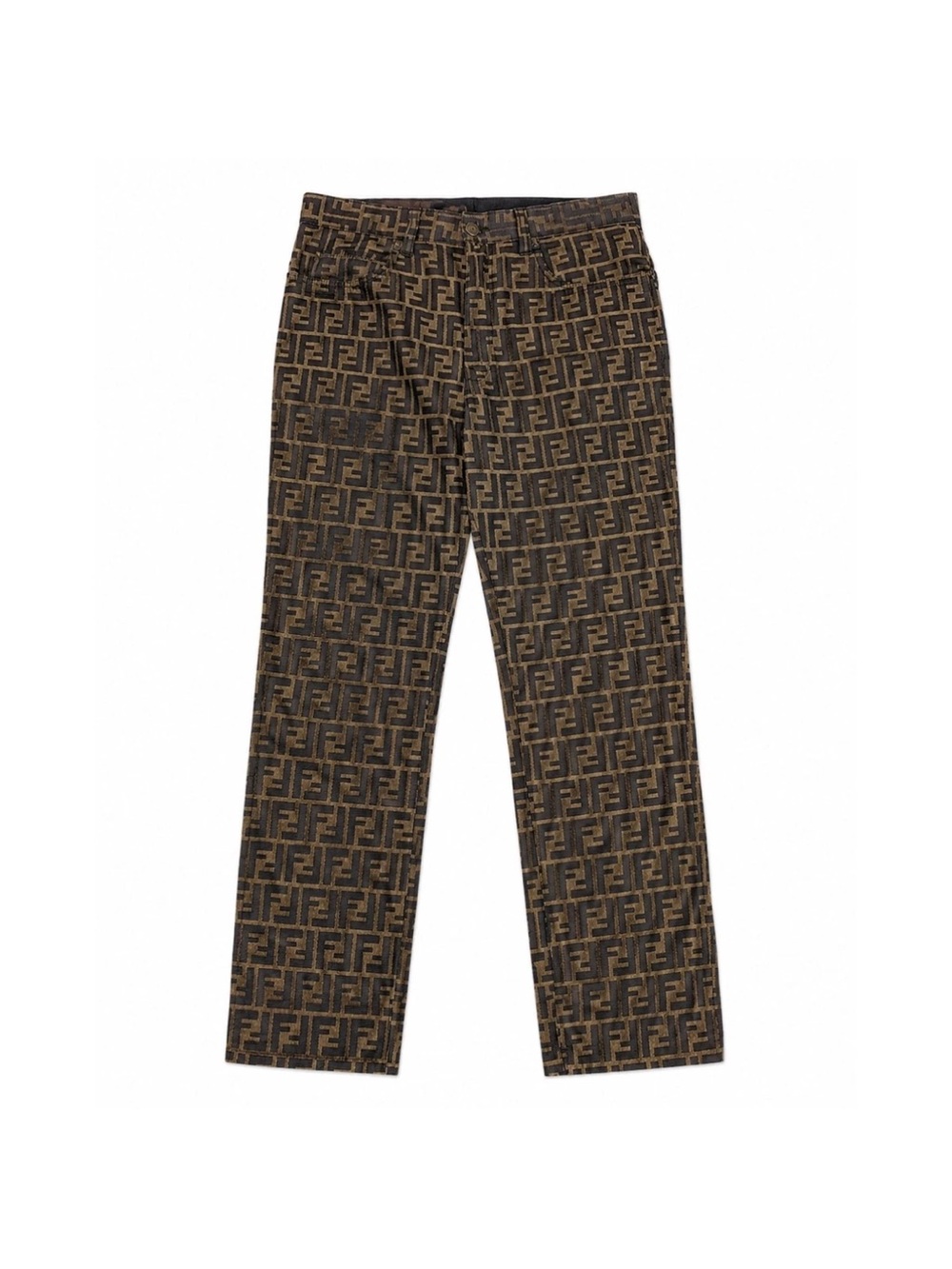 Authentic Fendi Pants Jeans Vintage FF Monogram Zucca Brown size 44IT